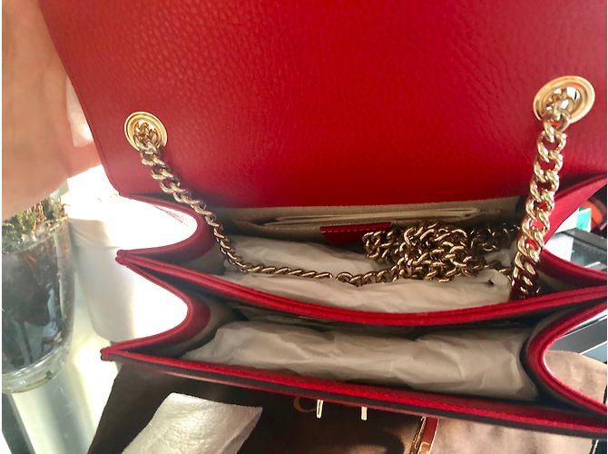 Gucci Interlocking Handtasche aus rotem Lammleder - Ansicht 4