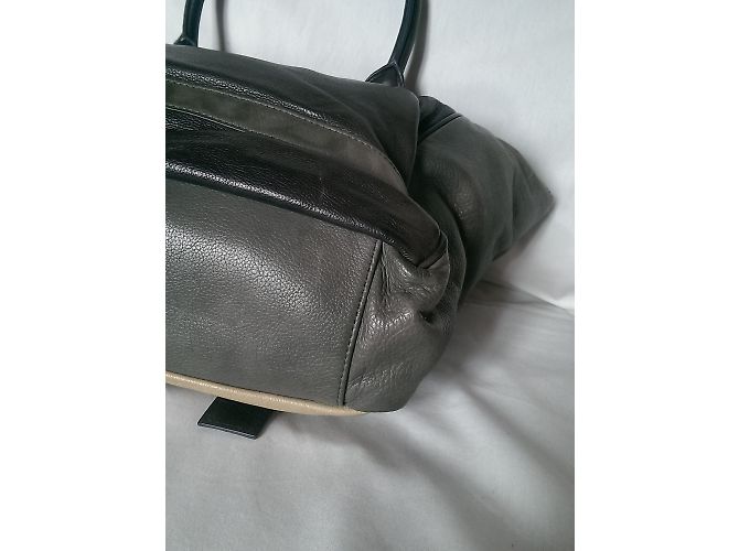 Bolsa Bel Air de pele bege e cinza - vista 3