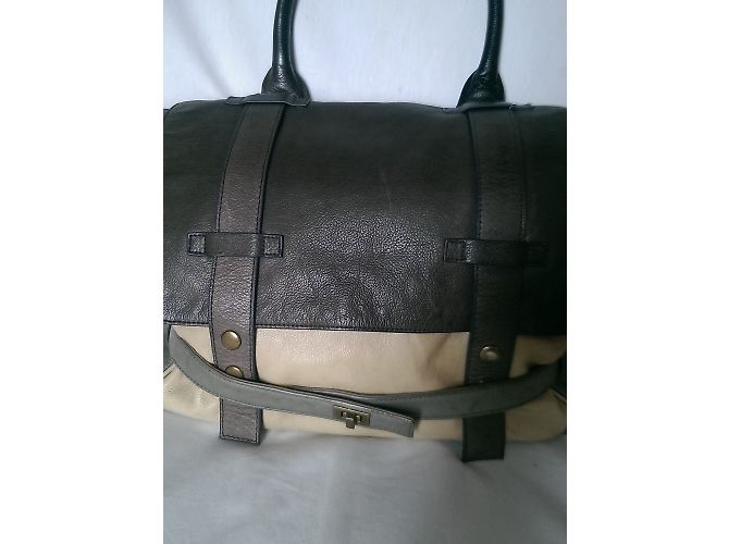 Bolsa Bel Air de pele bege e cinza - vista 7