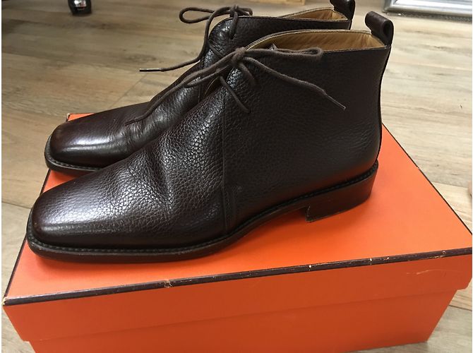 Botines Hermès de cuero marrón 37 Marrón oscuro - vista 11