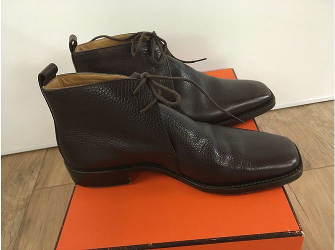 Botines Hermès de cuero marrón 37 Marrón oscuro - vista 14