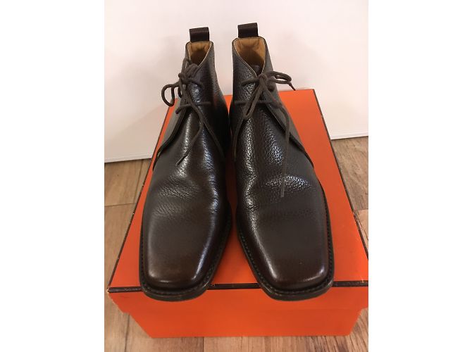Botines Hermès de cuero marrón 37 Marrón oscuro - vista 15