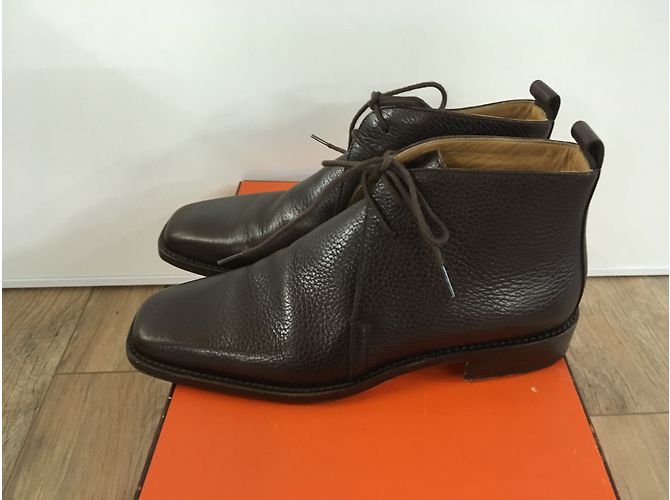 Botines Hermès de cuero marrón 37 Marrón oscuro - vista 16