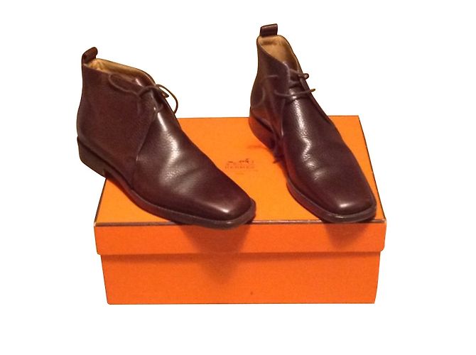 Botines Hermès de cuero marrón 37 Marrón oscuro - vista 2