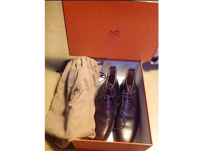 Botines Hermès de cuero marrón 37 Marrón oscuro - vista 3