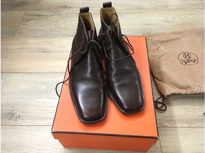 Botines Hermès de cuero marrón 37 Marrón oscuro - vista 7