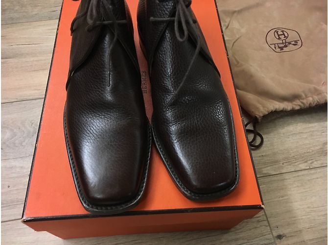 Botines Hermès de cuero marrón 37 Marrón oscuro - vista 9