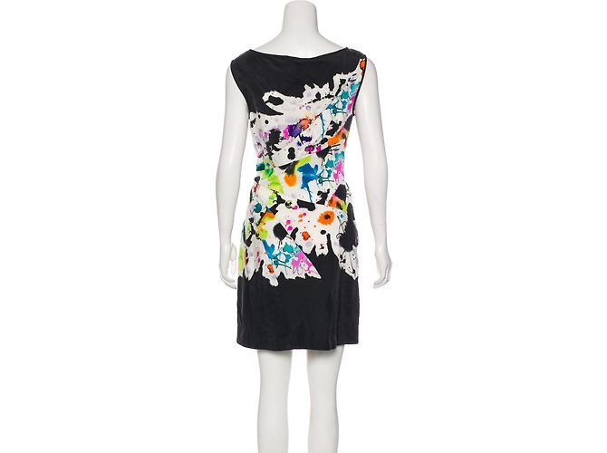 Diane Von Furstenberg DvF Tella Paintpomb Kleid Schwarz Mehrfarben - Ansicht 3