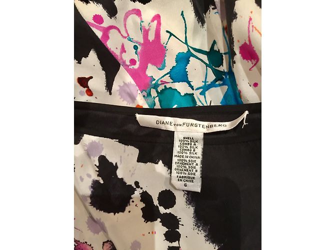 Diane Von Furstenberg DvF Tella Paintpomb Kleid Schwarz Mehrfarben - Ansicht 4