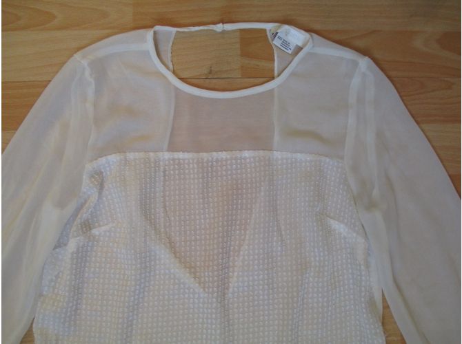 Autre Marque Blusa bianca Cooperative con maniche in velo trasparente e schiena aperta Bianco - vista 3