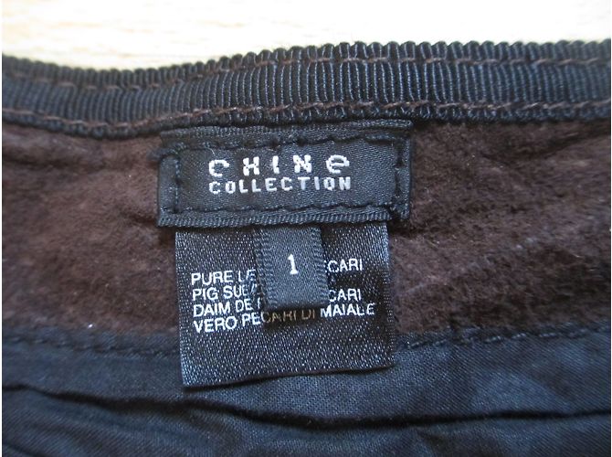 Autre Marque Falda marrón de cuero de pecarí Chine Collection Castaño - vista 4