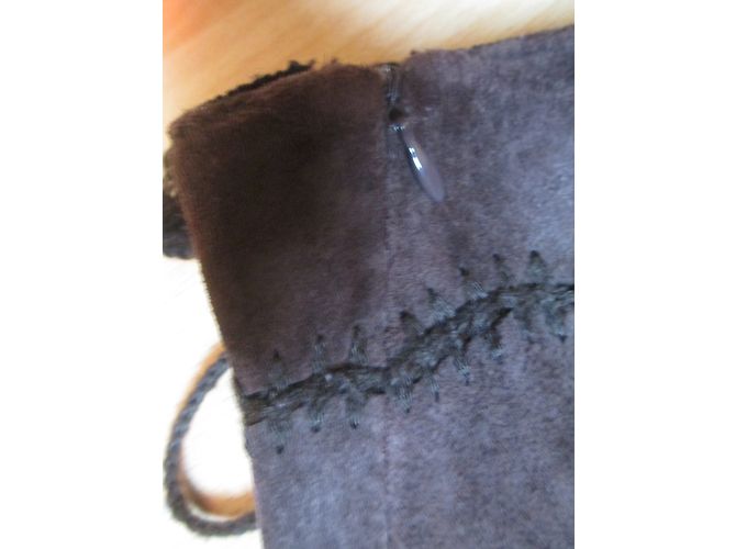 Autre Marque Falda marrón de cuero de pecarí Chine Collection Castaño - vista 7