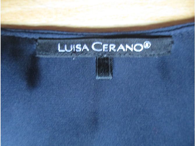 Abito Luisa Cerano Blu Navy in Satin e Cotone con Collo Alto - vista 4
