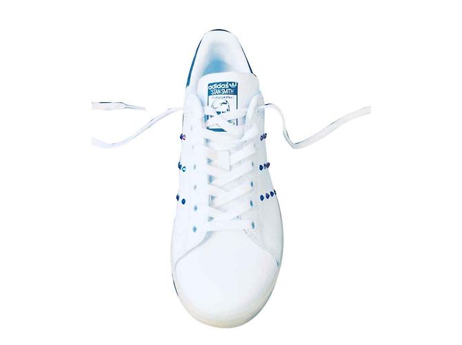 Adidas Stan Smith mit echten Steinkristallen Weiß - Ansicht 2