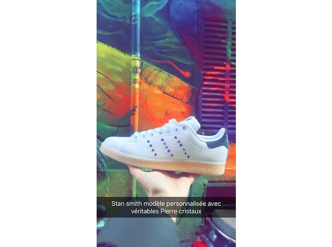 Adidas Stan Smith mit echten Steinkristallen Weiß - Ansicht 4