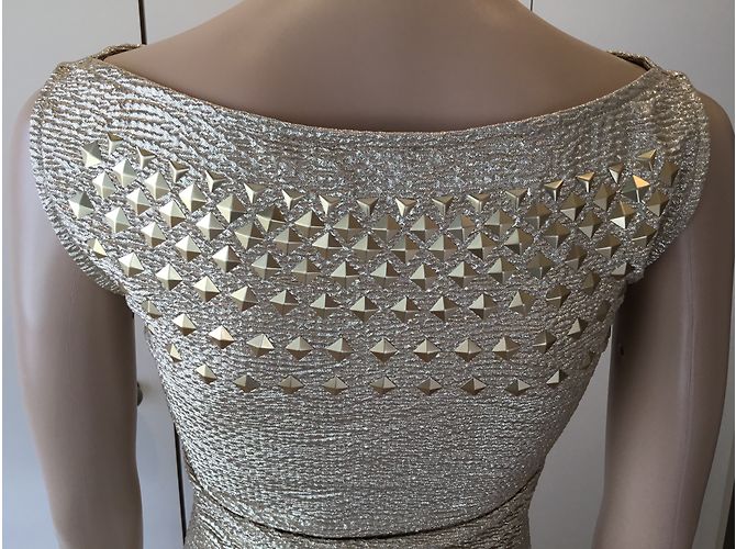 Just Cavalli Goldenes Mittellanges Kleid Größe S - Ansicht 4
