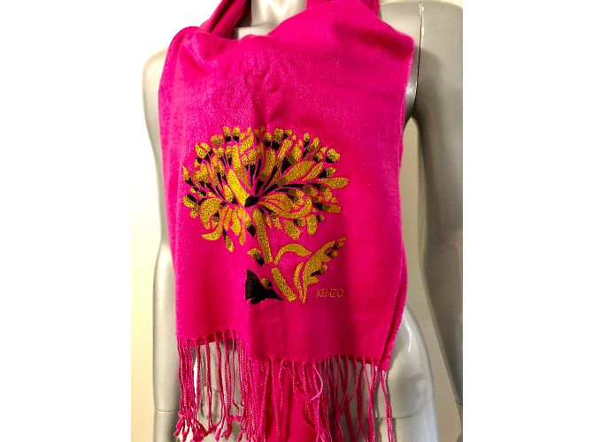 Sciarpa Kenzo in seta e cashmere Fucsia Fuschia - vista 3