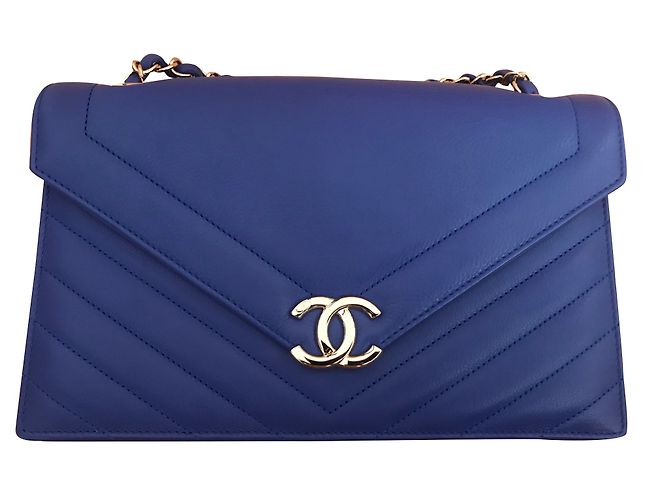 Borsa Chanel La Pausa in pelle blu elettrico - vista 2