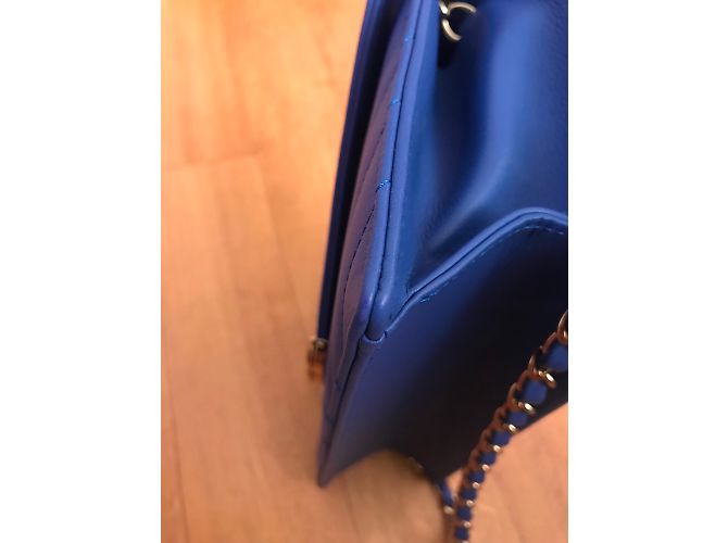 Borsa Chanel La Pausa in pelle blu elettrico - vista 7