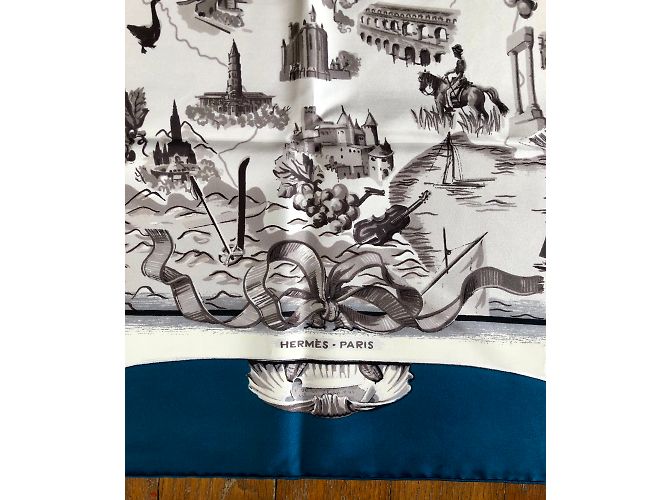 Hermès La France Nero Bianco Blu Grigio Bianco sporco Grigio antracite - vista 3