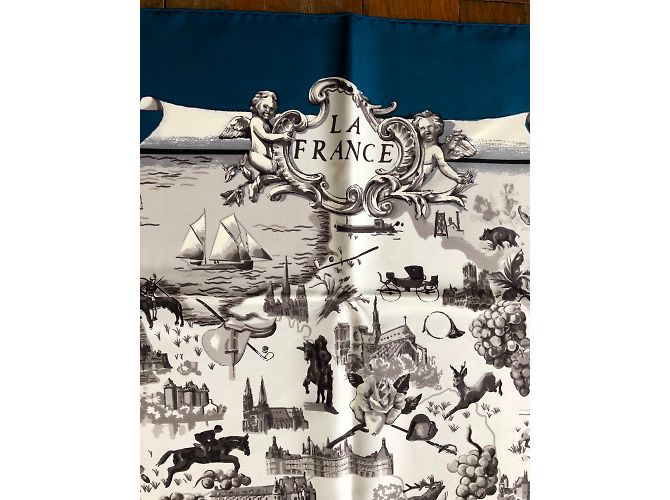 Hermès La France Nero Bianco Blu Grigio Bianco sporco Grigio antracite - vista 4