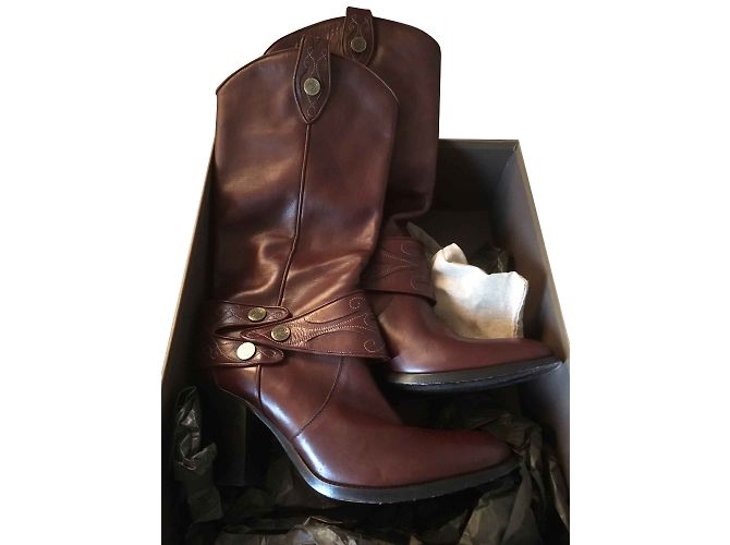 Botas Sartore de piel marrón oscuro - vista 2