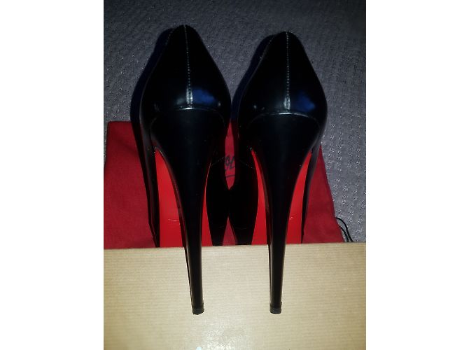 Lady Peep Christian Louboutin Lady sbircia 150 vitello brevettato Nero - vista 3