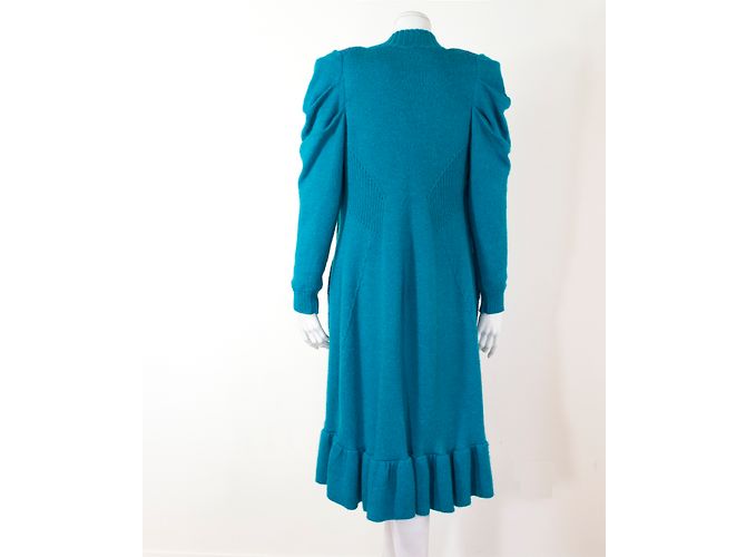 Autre Marque Chacok Triton Long Wool and Alpaca Coat Turquoise - view 4