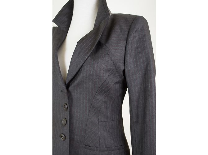 Kenzo Anthrazitgrauer Gestreifter Wollblazer - Ansicht 6