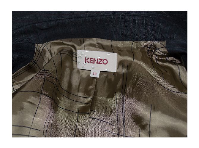 Kenzo Anthrazitgrauer Gestreifter Wollblazer - Ansicht 8