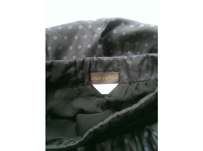 Louis Vuitton Mini Gonna di Seta a Pois Nera e Viola Nero Porpora - vista 3