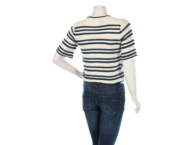 Marc by Marc Jacobs Cardigan Gestreift Weiß Blau Baumwolle S - Ansicht 2