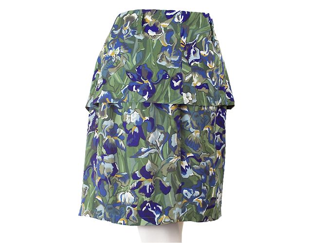 Falda Kenzo con estampado de iris asimétrica de viscosa Blanco Amarillo Verde claro Verde oscuro Azul oscuro - vista 3