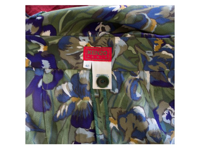 Falda Kenzo con estampado de iris asimétrica de viscosa Blanco Amarillo Verde claro Verde oscuro Azul oscuro - vista 4