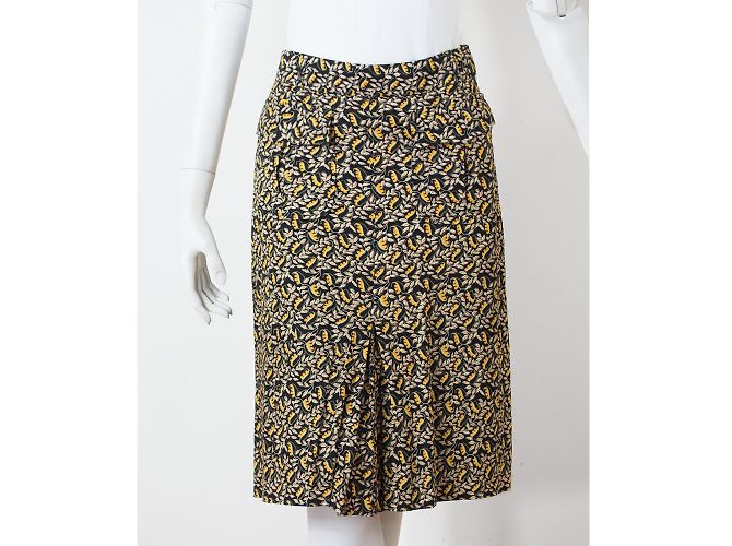Falda midi recta Isabel Marant de algodón flores negras y amarillas Negro Amarillo - vista 2