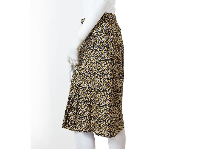 Falda midi recta Isabel Marant de algodón flores negras y amarillas Negro Amarillo - vista 3
