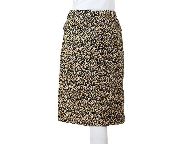 Falda midi recta Isabel Marant de algodón flores negras y amarillas Negro Amarillo - vista 4