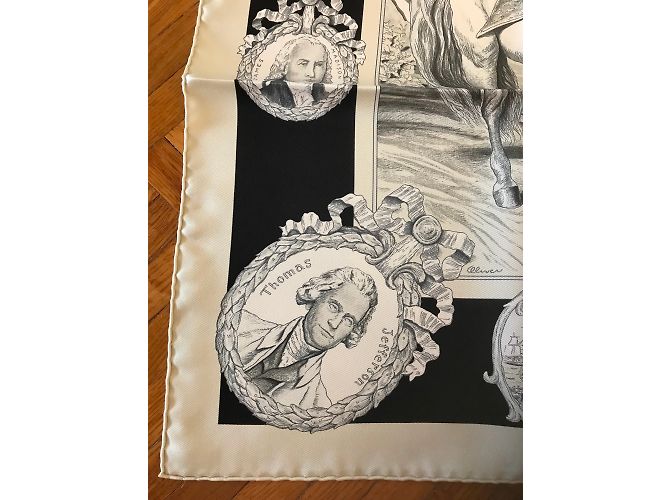 Hermès Hermes Square 90 fatto di seta Marquis de Lafayette Nero Bianco - vista 3