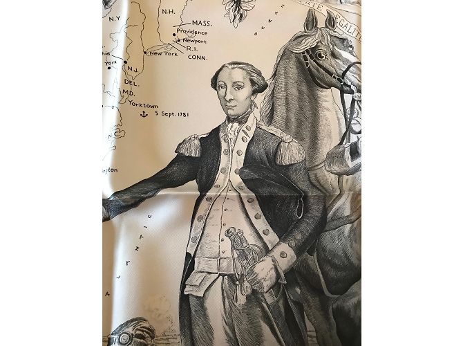 Hermès Hermes Square 90 fatto di seta Marquis de Lafayette Nero Bianco - vista 5