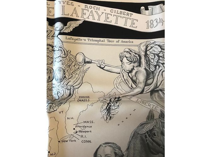 Hermès Hermes Square 90 fatto di seta Marquis de Lafayette Nero Bianco - vista 6