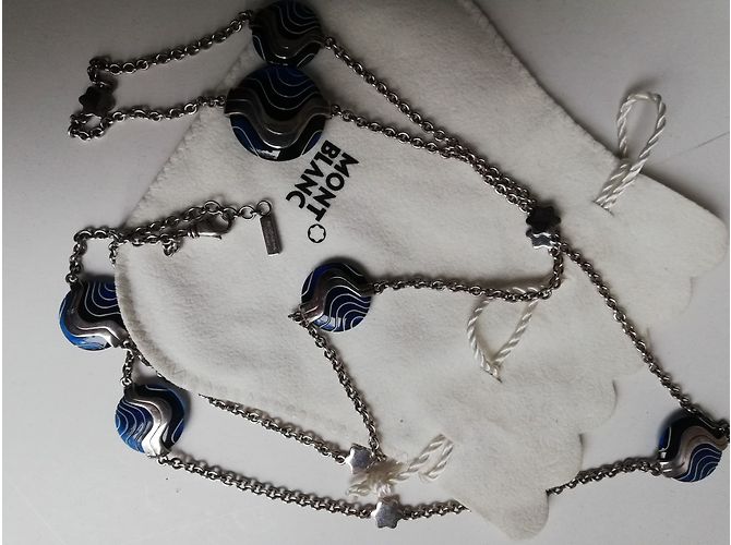 Collana Montblanc in argento con motivi blu e stelle - vista 2