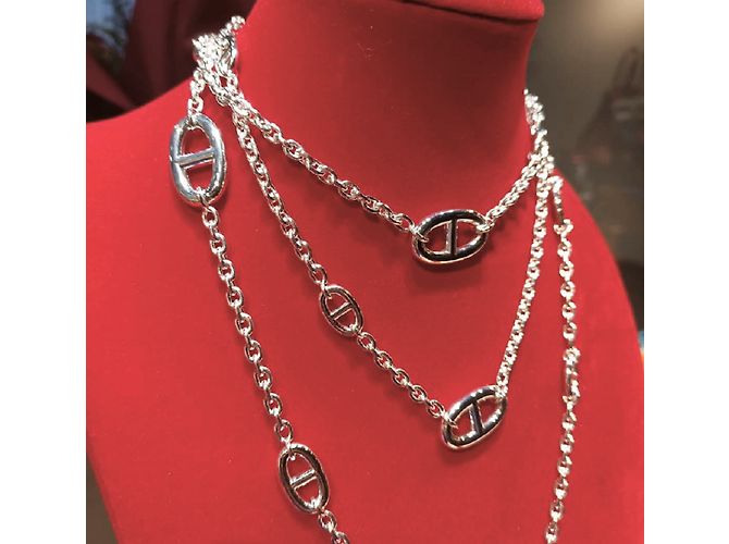 Hermès Hermes farandole 160cm largo collar Plata - vista 5