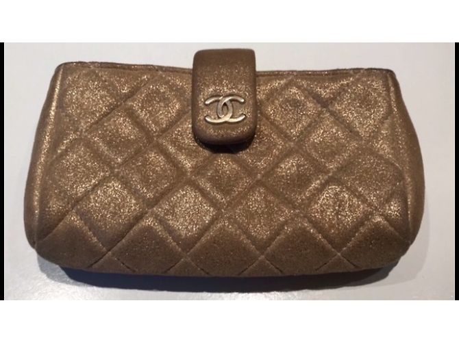 Clutch Chanel in tessuto bronzo - vista 6