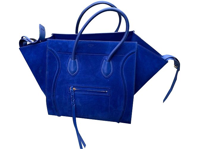 Céline Borsa Celine Phantom in pelle scamosciata blu elettrico - vista 2