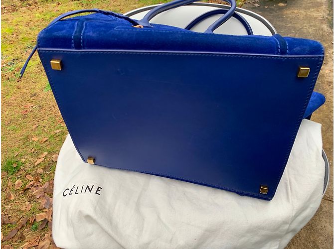 Céline Borsa Celine Phantom in pelle scamosciata blu elettrico - vista 4