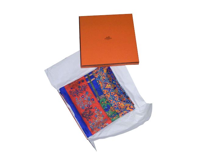 Hermès "Piqué Blumen der Provence" Rot Blau Orange - Ansicht 2