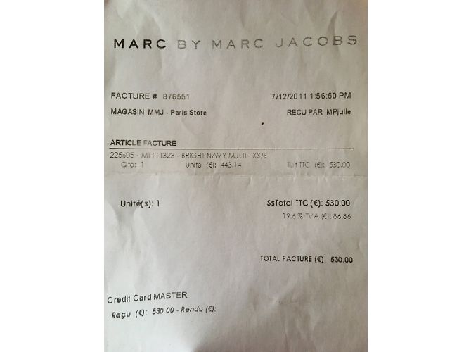 Vestido de seda listrado marinho, creme e amarelo Marc by Marc Jacobs. - vista 10