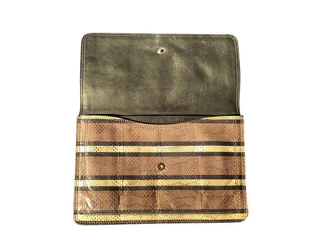 Pochette Givenchy Podium Python Noir Taupe Marron - vue 2