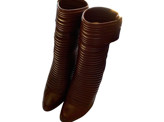 Botines Christian Louboutin de piel rojo oscuro Burdeos - vista 2