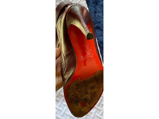 Botines Christian Louboutin de piel rojo oscuro Burdeos - vista 5